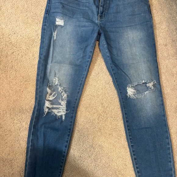 Kancan Distressed Skinny Jeans Medium Wash 5 Button Fly - Picture 5 of 5